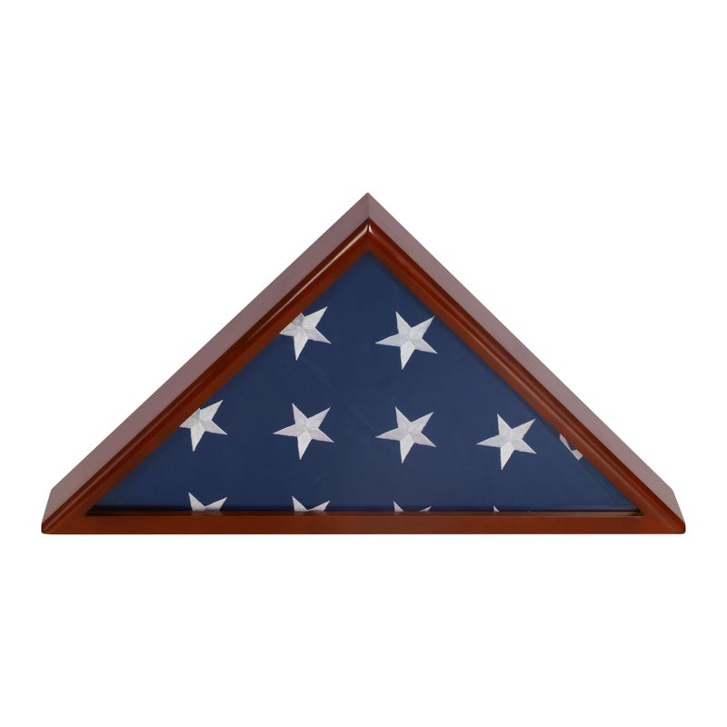 DisplayGifts Solid Wood Memorial Flag Case Frame Display Case for 5x9.5' Flag Folded. for Funeral or Burial Flag, FC60-MAH - Image 3